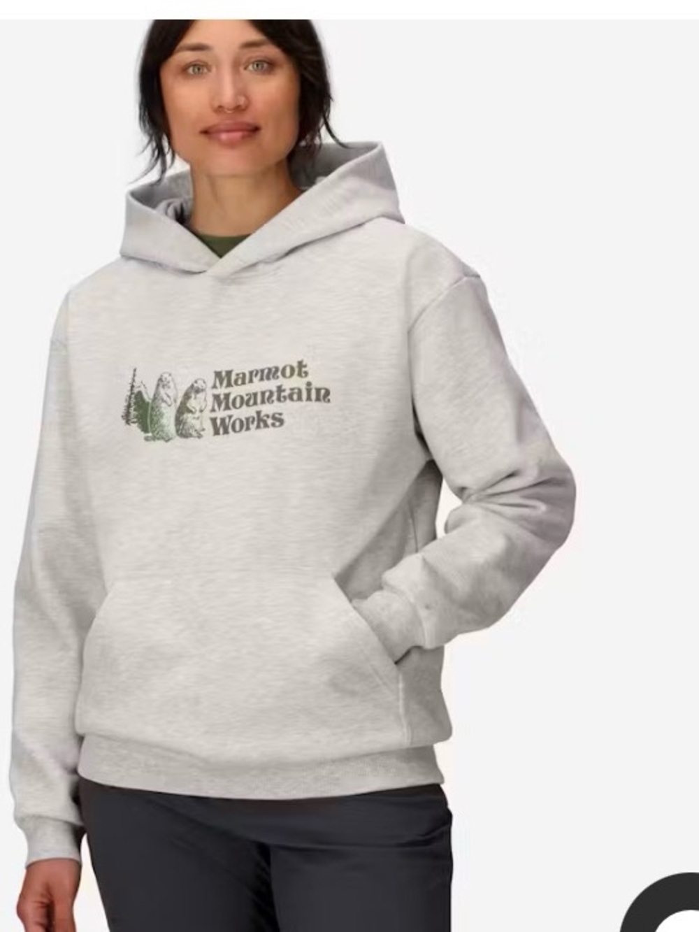 Marmot Mountain Works Women's Light Gray Logo Hoodie Sweater